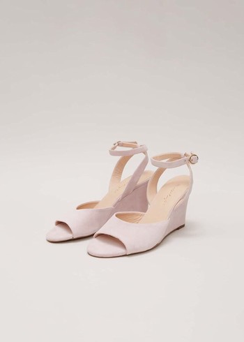 Phase Eight Ankle Strap Peep Toe Wedge Heels Pink Australia | LR3524607